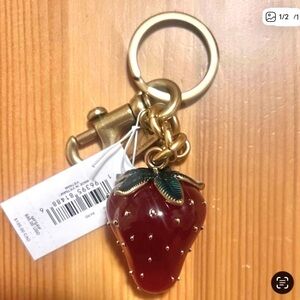 Coach Gold and Red Strawberry Bag Charm